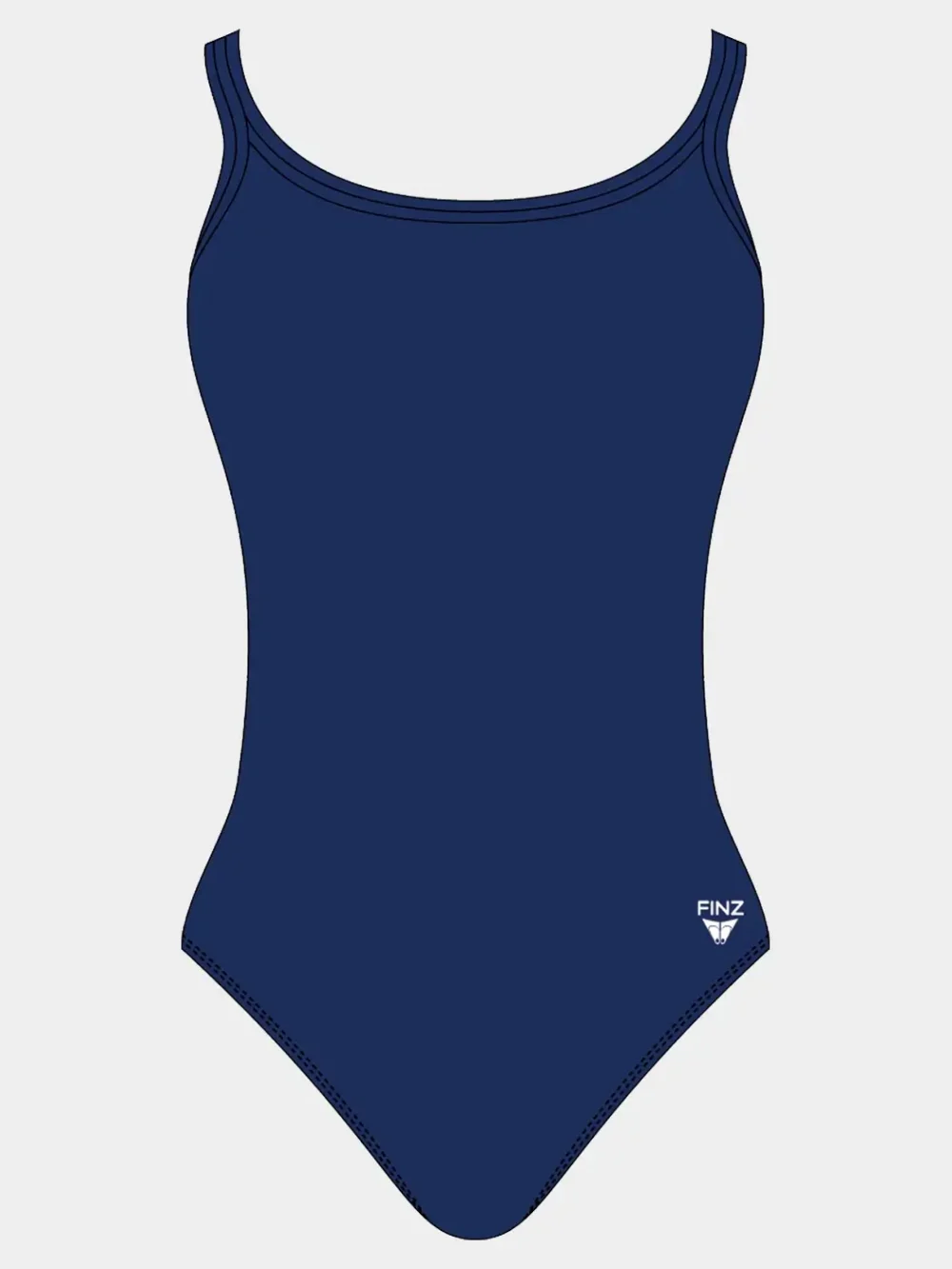 Finz Women's Solid X-Back w/ Shelf Bra One Piece Swimsuit