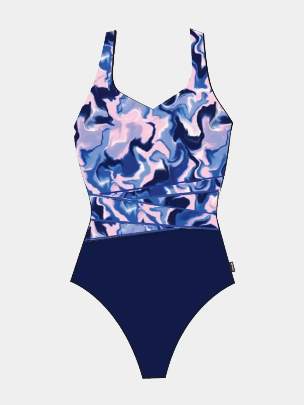 Finz Women's Marble Swirl Print Splice One Piece Swimsuit
