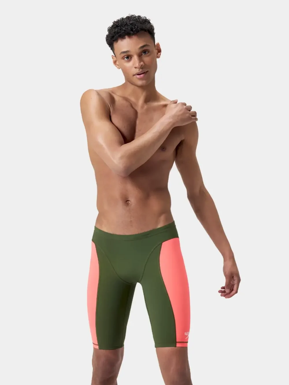 Speedo Men's Solid Pink/Green Vanquisher Jammer FINAL SALE