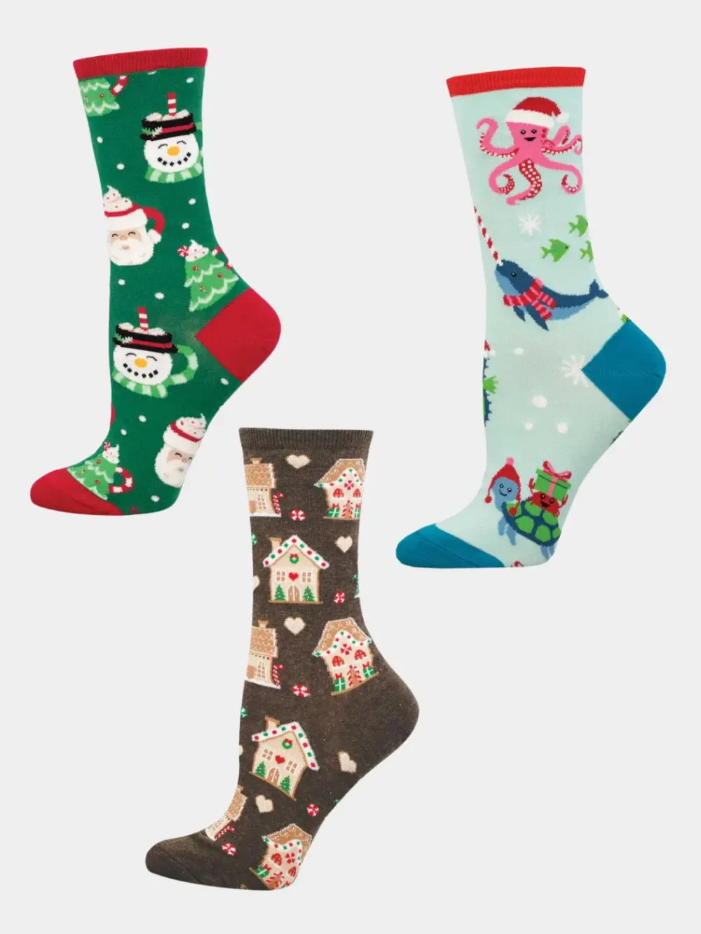 Socksmith Women's Christmas Patterned Cotton Crew Socks
