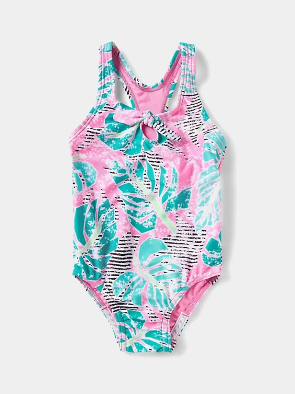 Speedo Girl's Tropical Print Tie Front One Piece Swimsuit