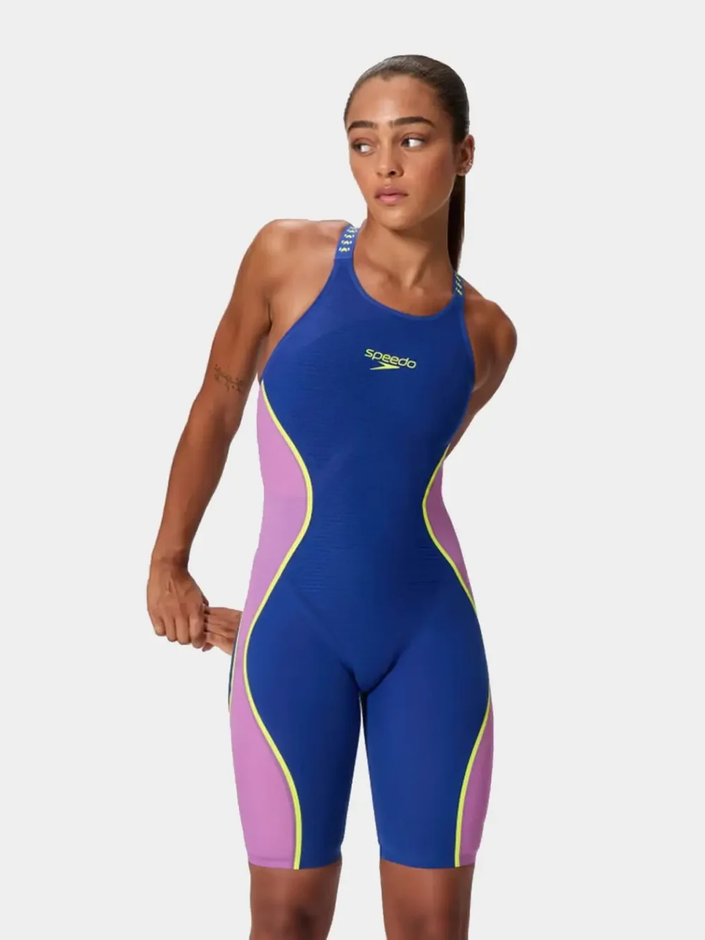 Speedo Women's Fastskin Pure Intent 2.0 Noble Navy/Jelly Open Back Kneeskin