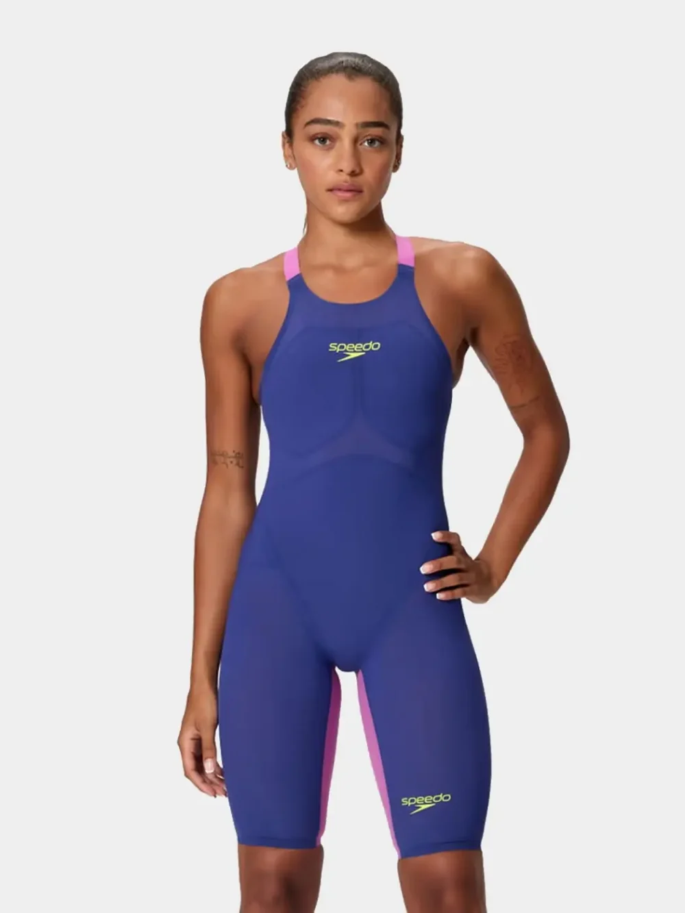 Speedo Women's Fastskin Pure Valor 2.0 Noble Navy/Jelly Open Back Kneeskin